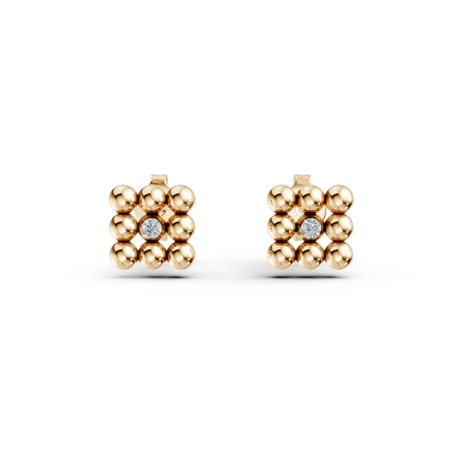 Cercei geometrici din aur galben cu diamante de 0.005ct