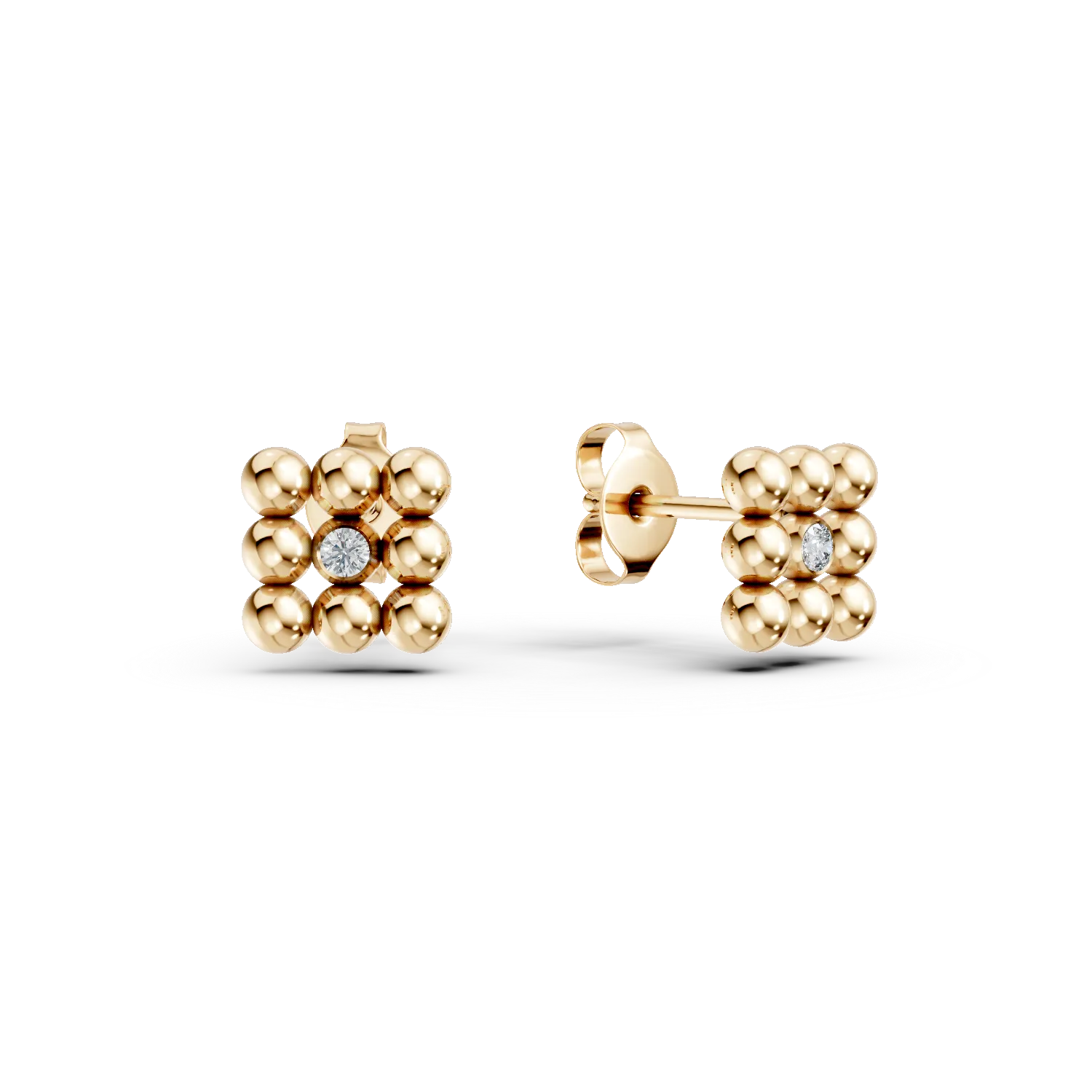 Cercei geometrici din aur galben cu diamante de 0.005ct