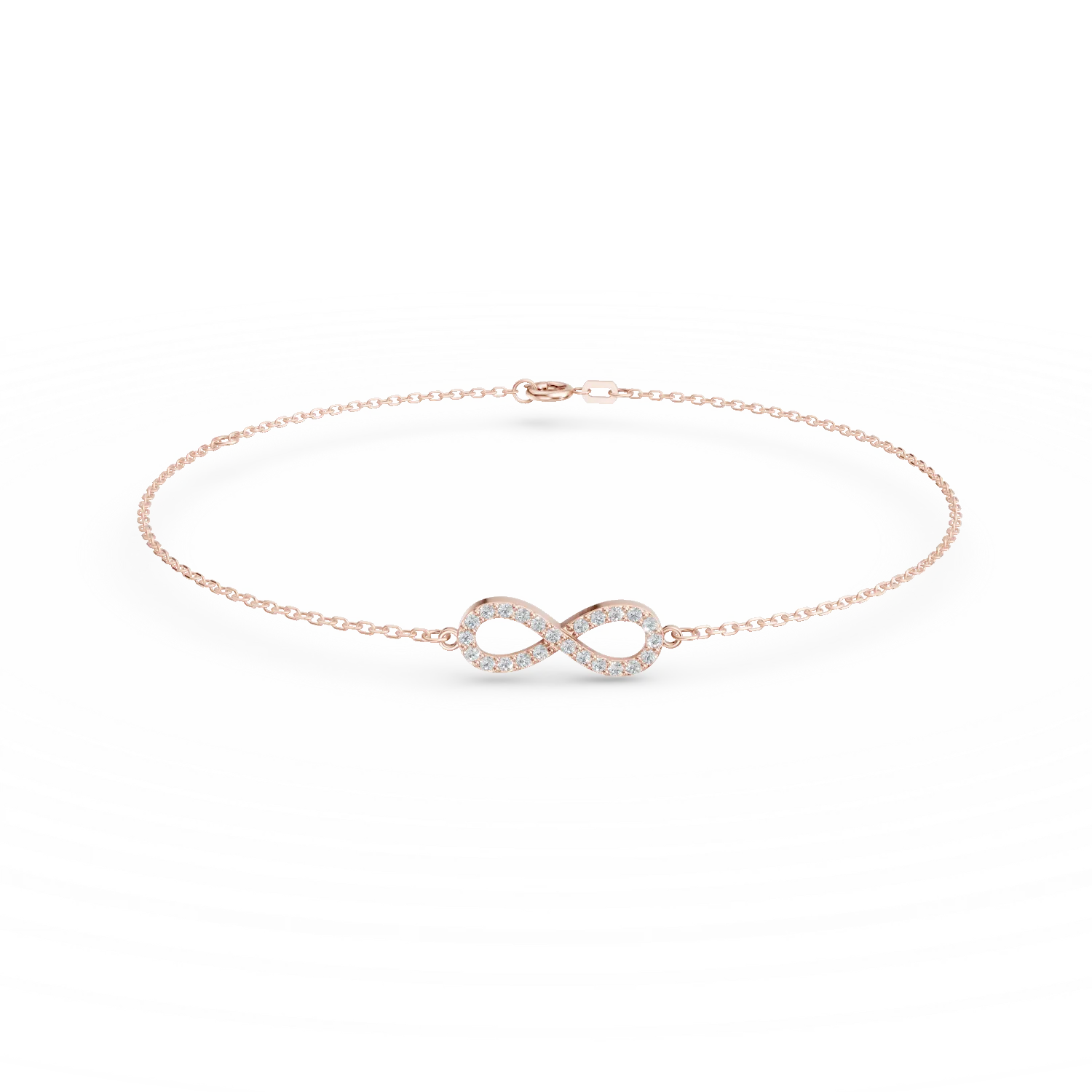 Bratara cu pandantiv infinit din aur roz cu zirconii