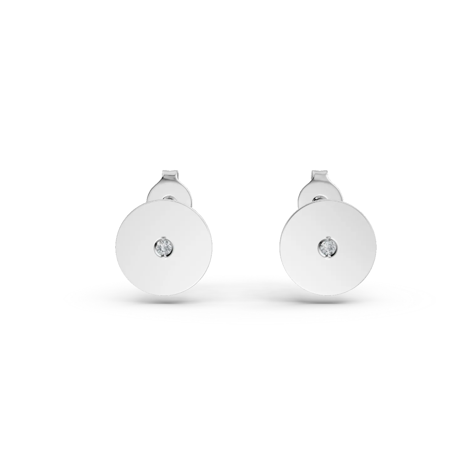 Cercei rotunzi din aur alb cu diamante de 0.005ct