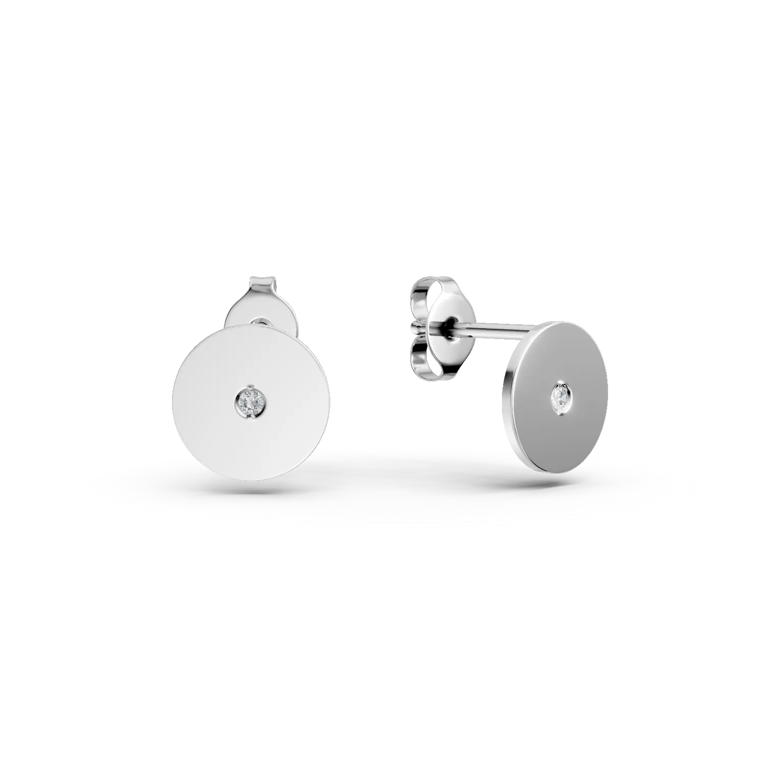 Cercei rotunzi din aur alb cu diamante de 0.005ct