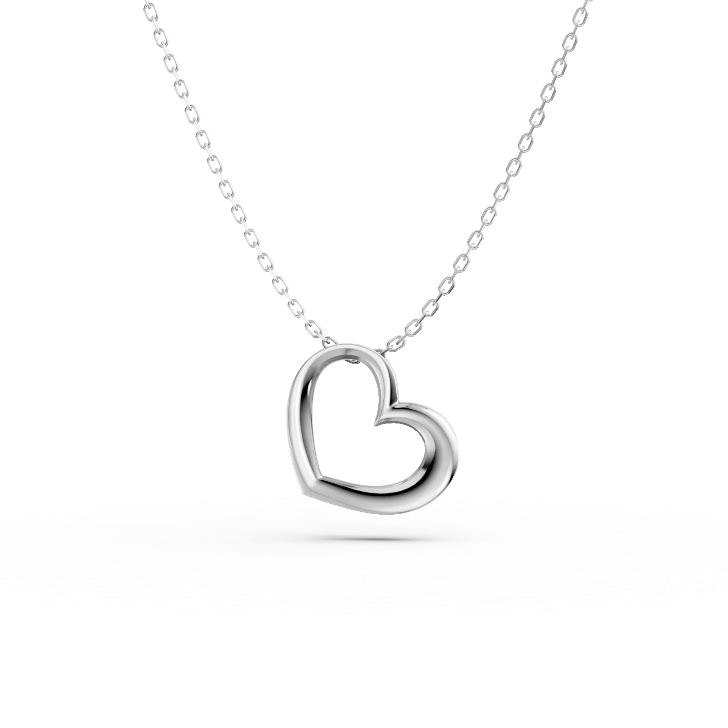 Lant cu pandantiv inimioara din aur alb