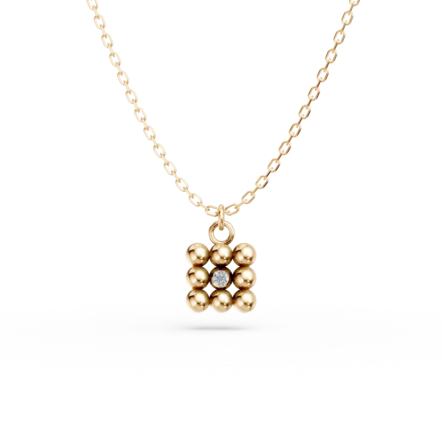 Lant cu pandantiv geometric din aur galben cu diamant de 0.005ct