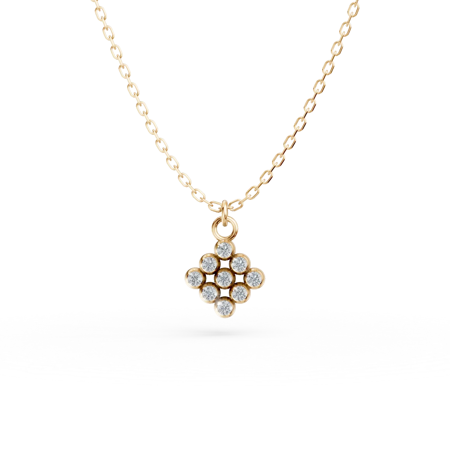 Lant cu pandantiv geometric din aur galben cu diamante de 0.005ct