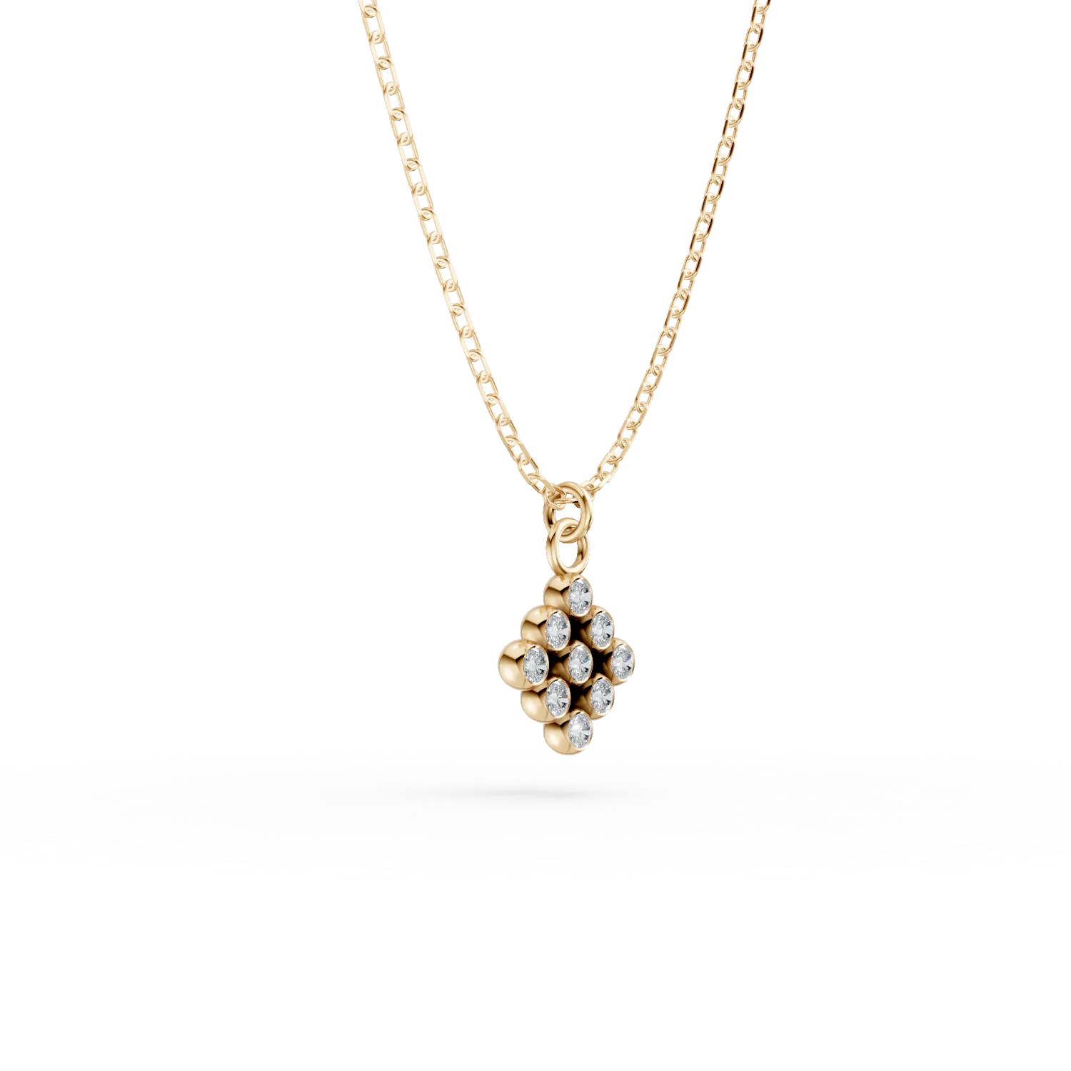 Lant cu pandantiv geometric din aur galben cu diamante de 0.005ct
