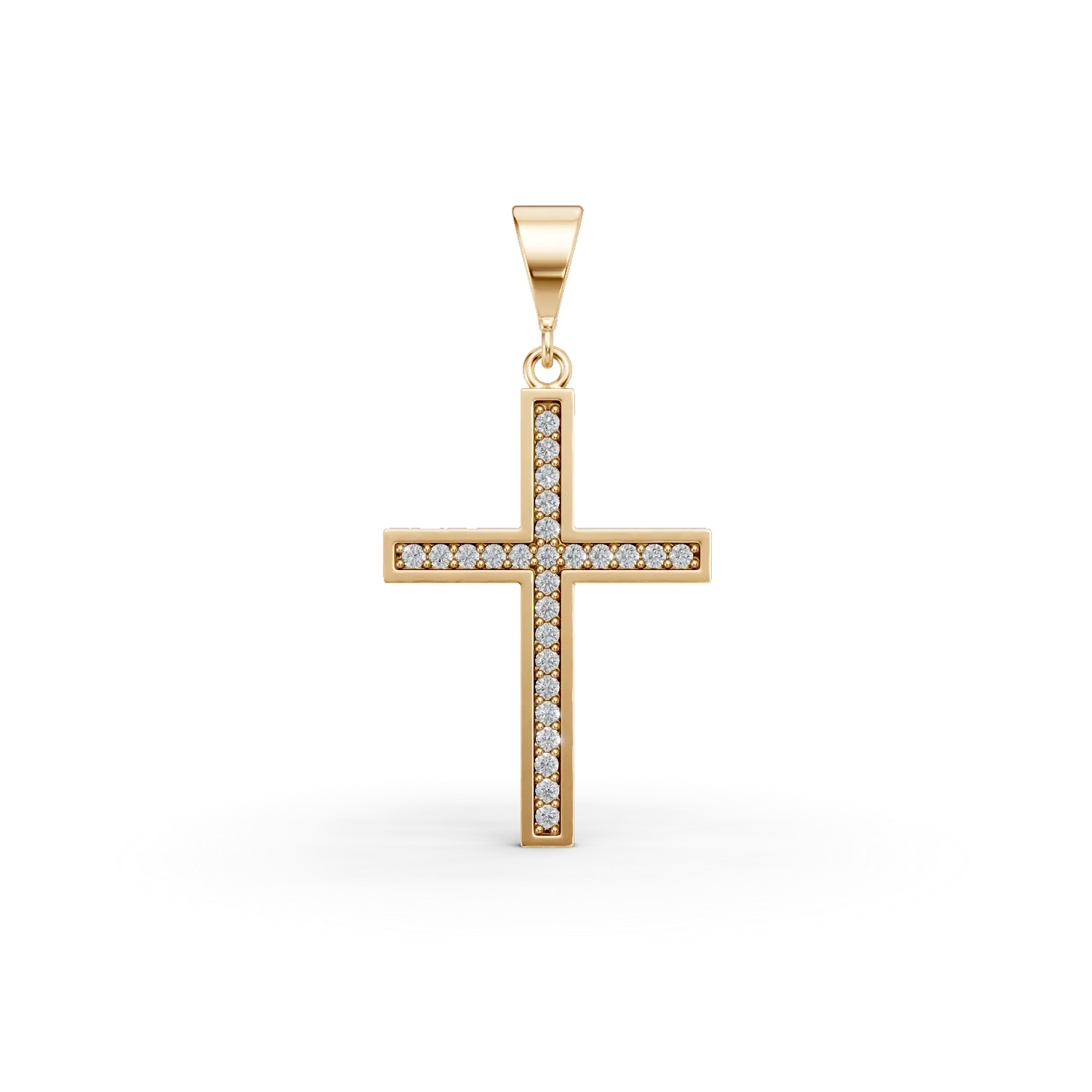 Pandantiv cruce din aur galben cu zirconii