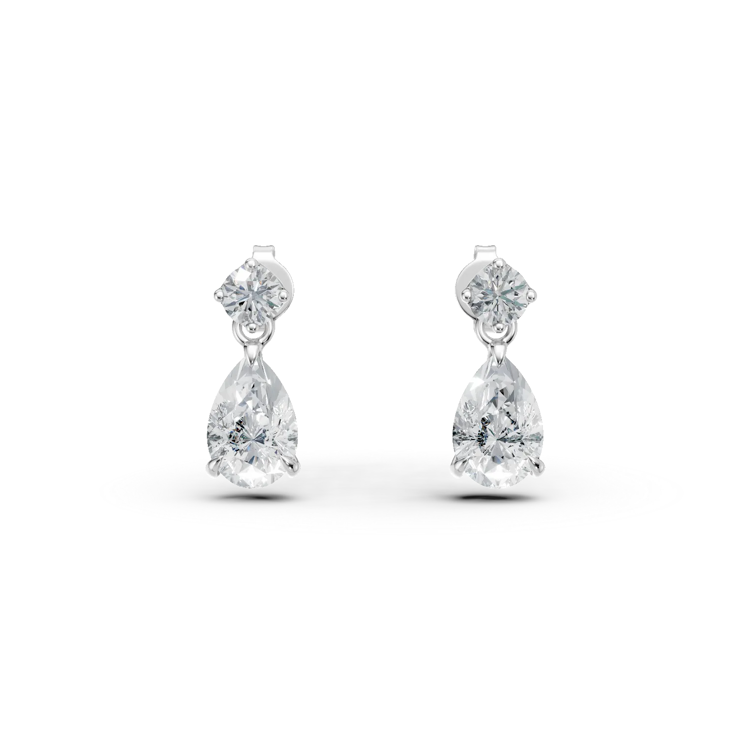 Cercei lacrima din aur alb cu diamante de 0.9ct create in laborator