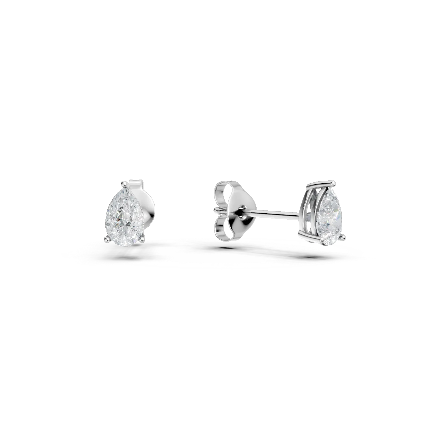 Cercei lacrima din aur alb cu diamante de 0.5ct create in laborator
