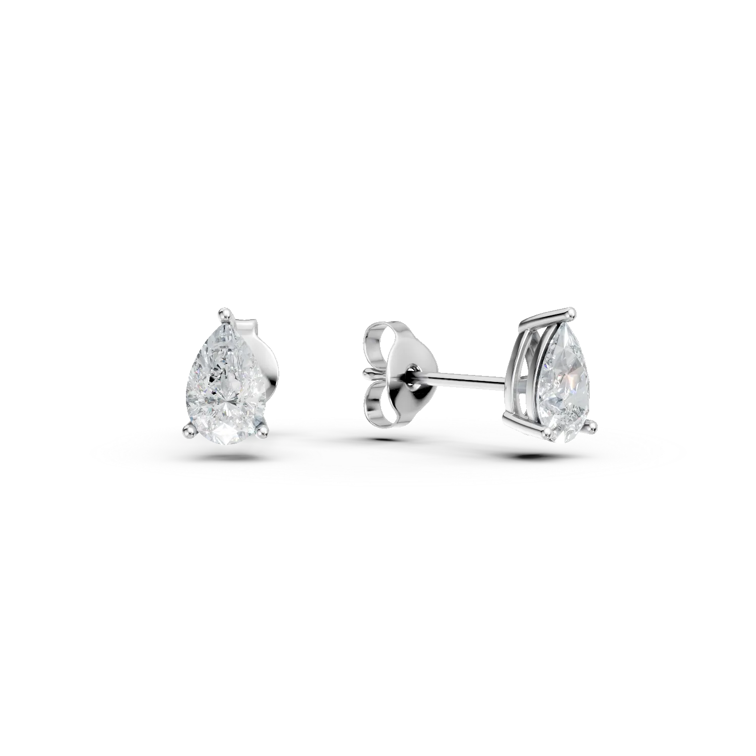 Cercei lacrima din aur alb cu diamante de 1.05ct create in laborator