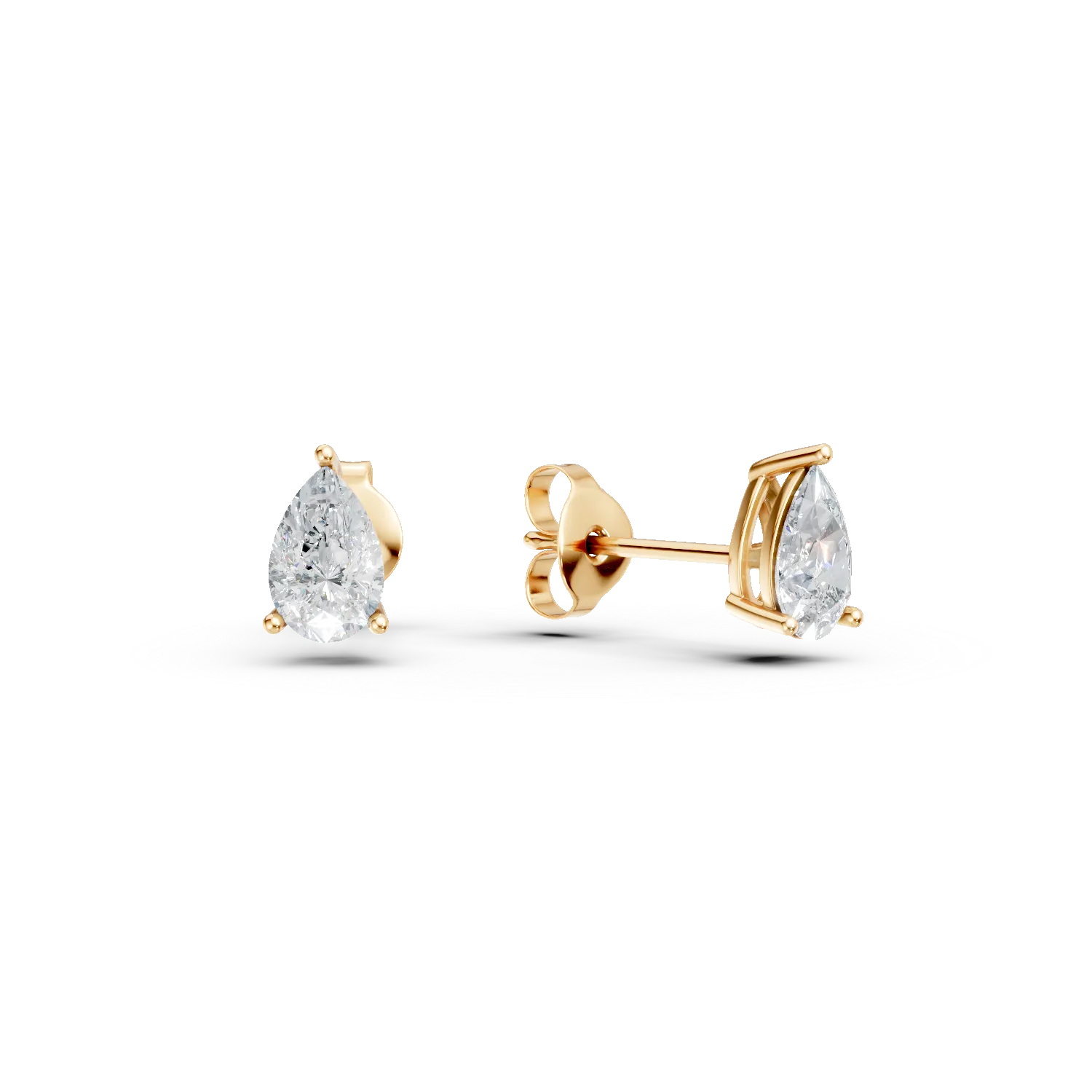 Cercei lacrima din aur galben cu diamante de 1.03ct create in laborator