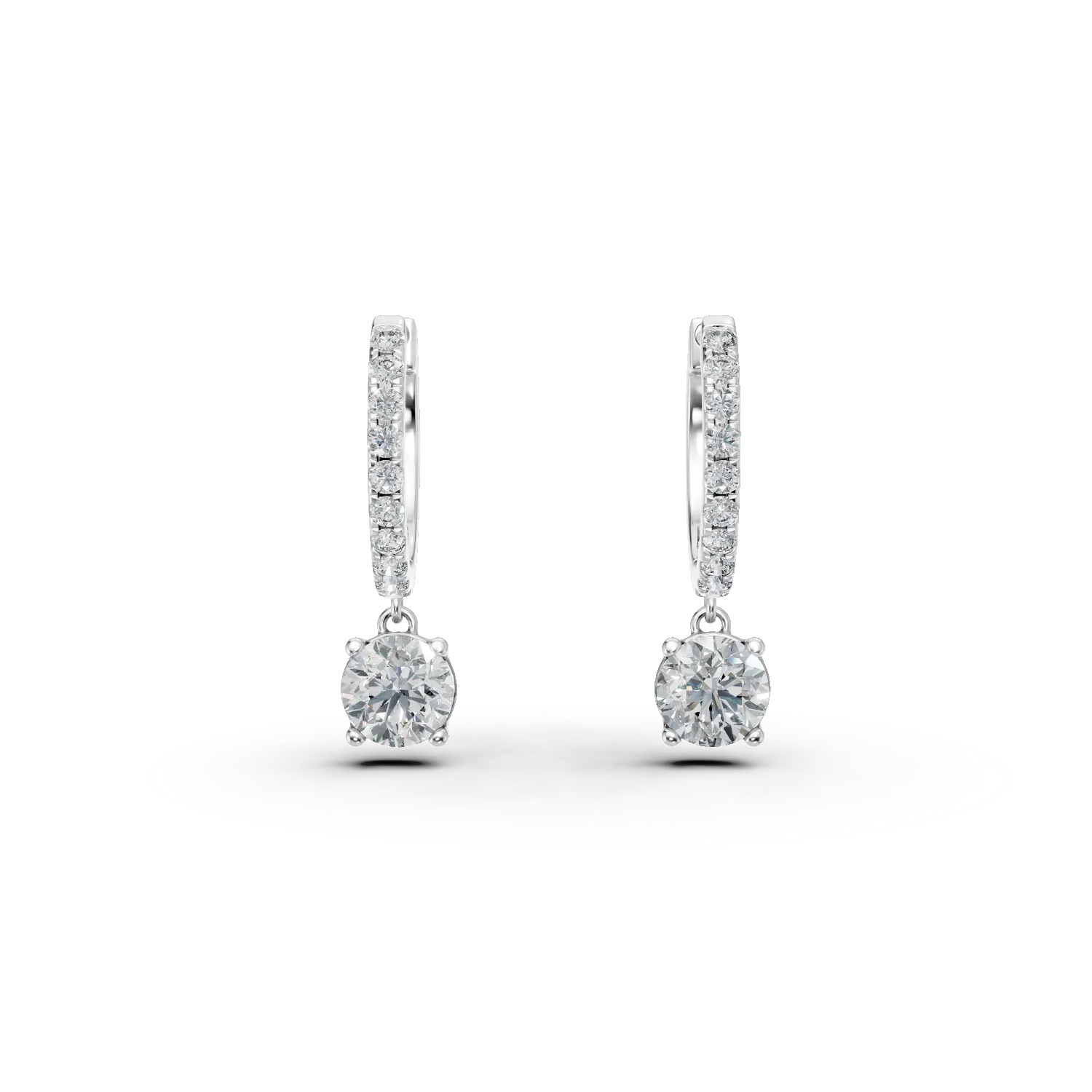 Cercei creole din aur alb cu diamante de 1.08ct create in laborator