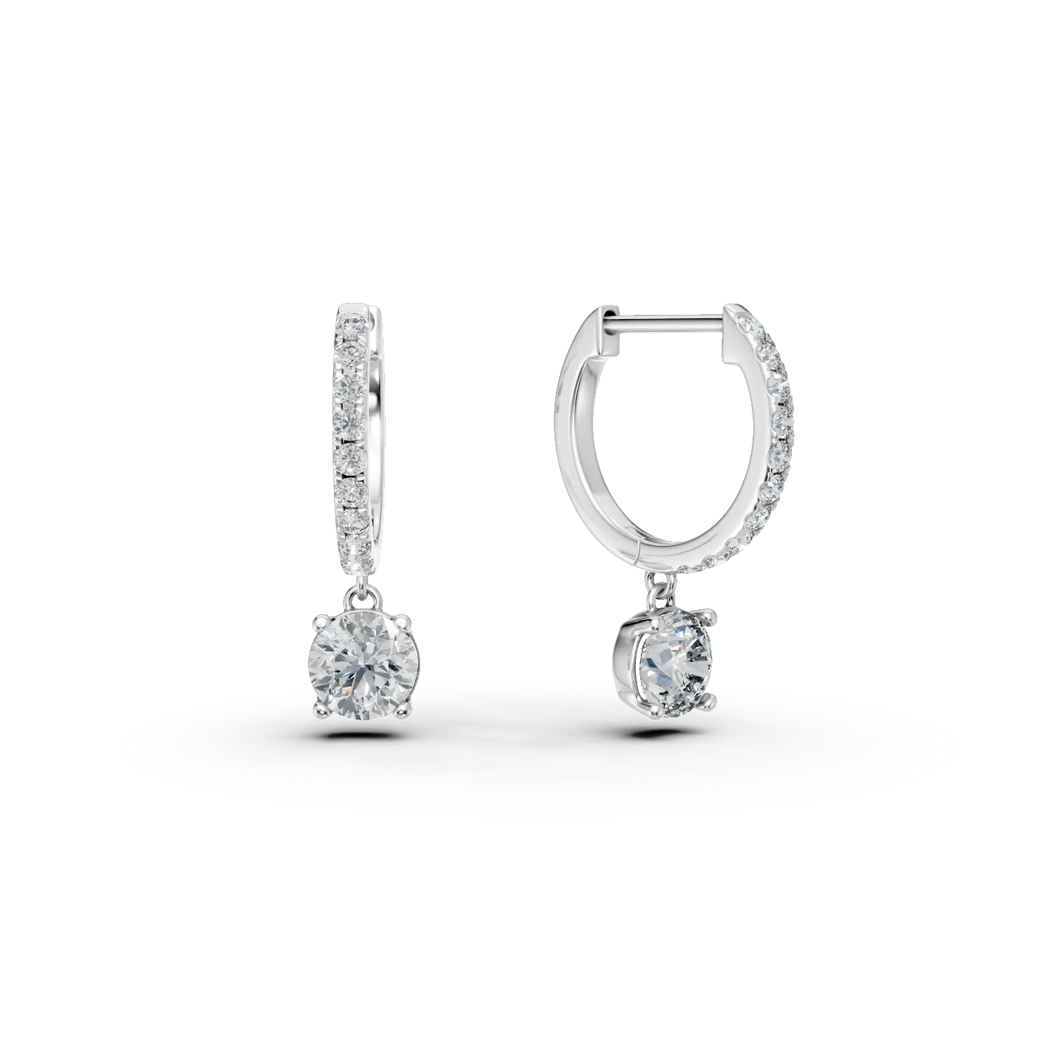 Cercei creole din aur alb cu diamante de 1.08ct create in laborator