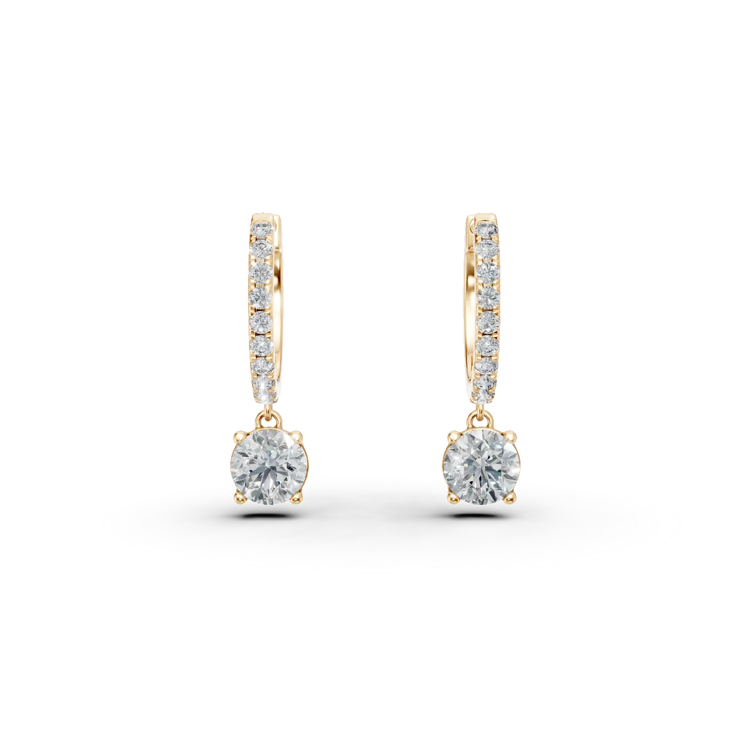 Cercei din aur galben cu diamante create in laborator de 1ct