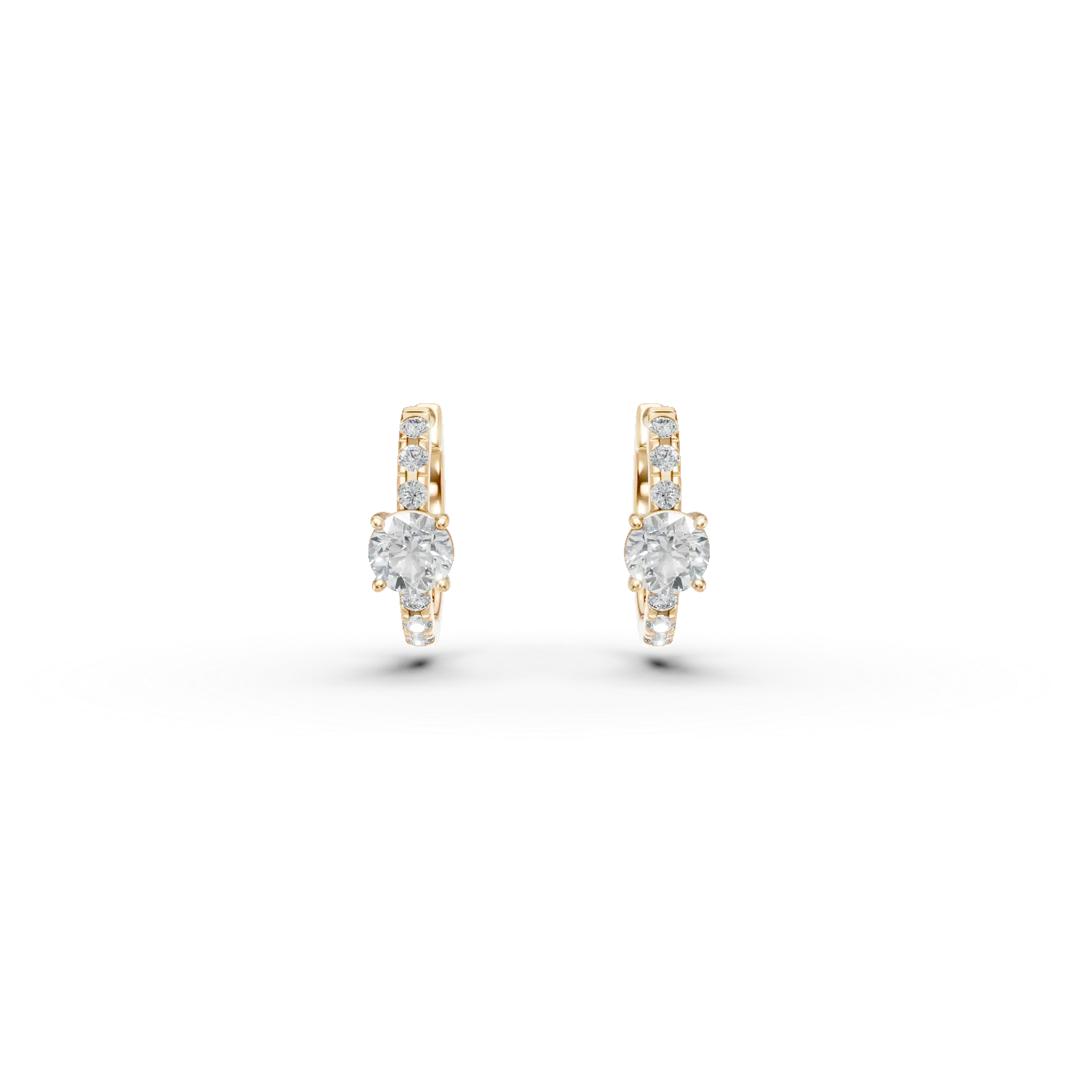 Cercei creole din aur galben cu diamante de 0.8ct create in laborator