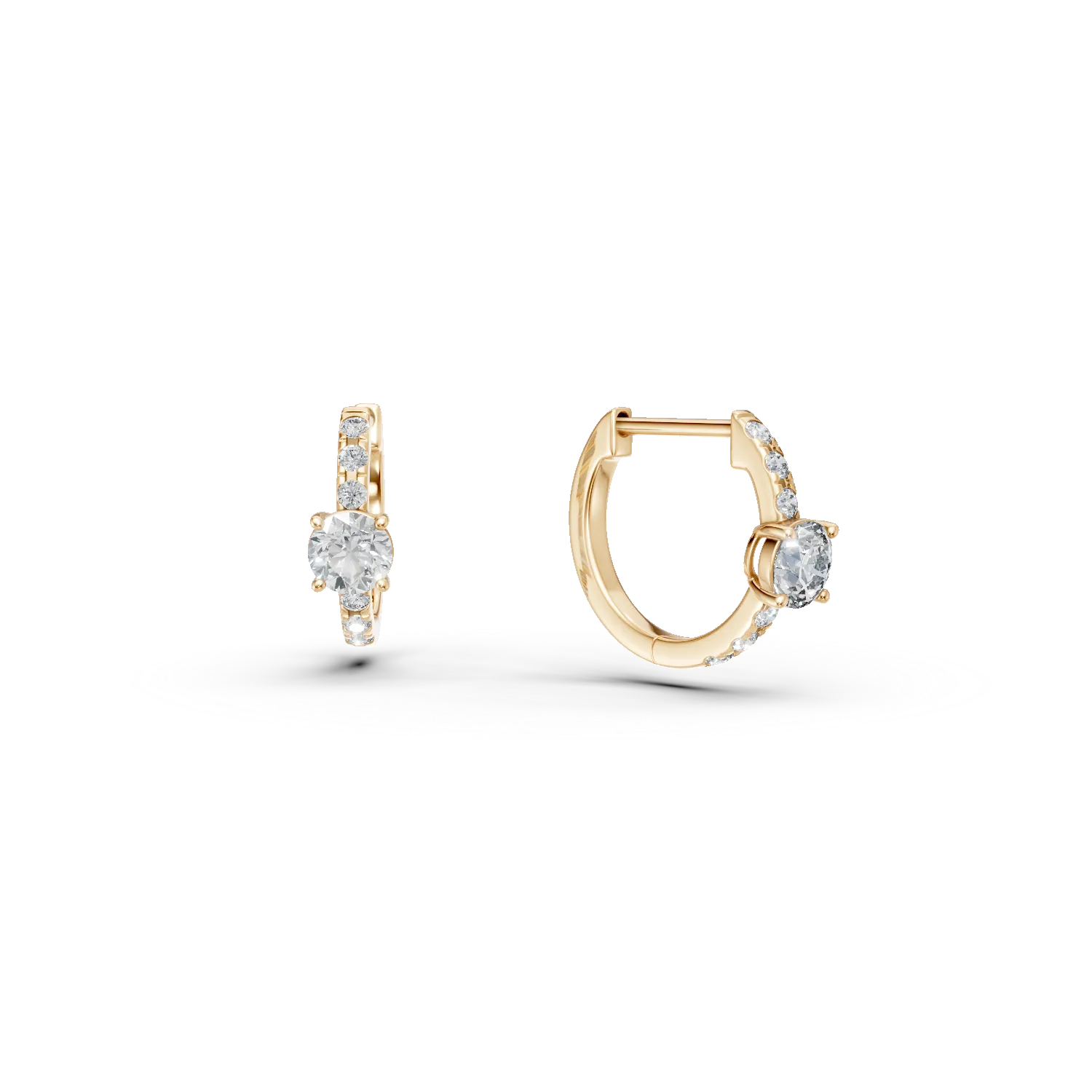 Cercei creole din aur galben cu diamante de 0.8ct create in laborator