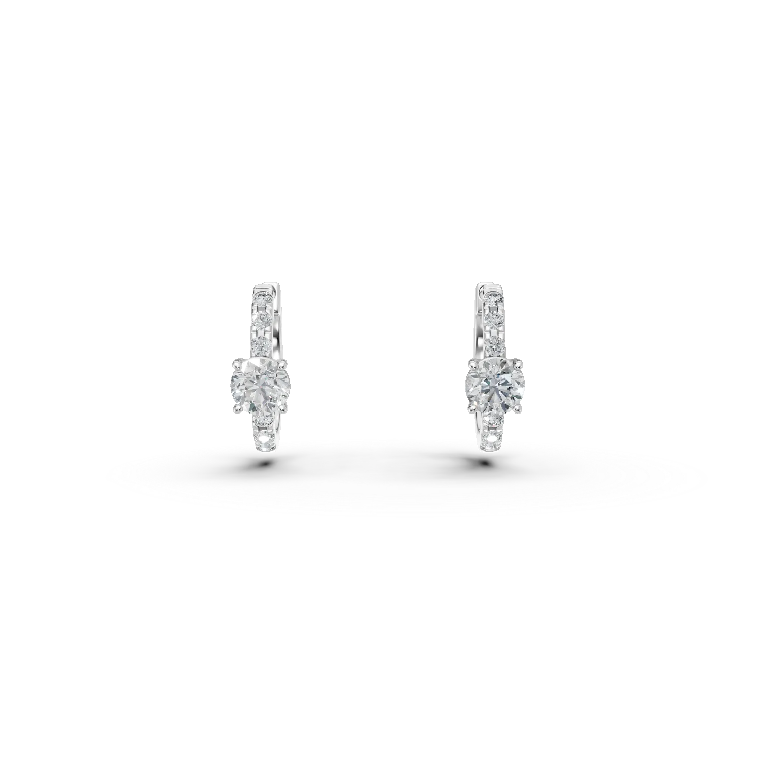 Cercei creole din aur alb cu diamante de 0.7ct create in laborator