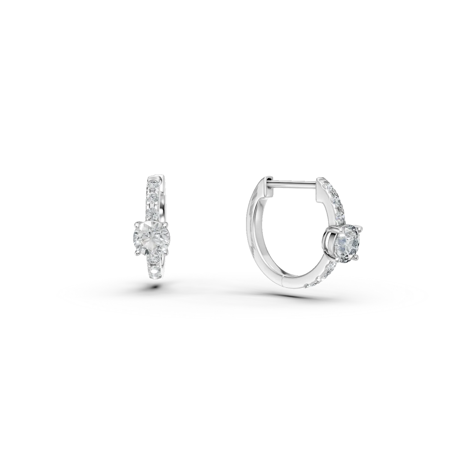 Cercei creole din aur alb cu diamante de 0.7ct create in laborator