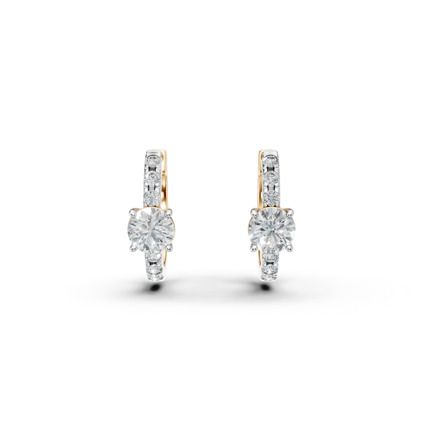 Cercei creole din aur galben cu diamante de 0.7ct create in laborator