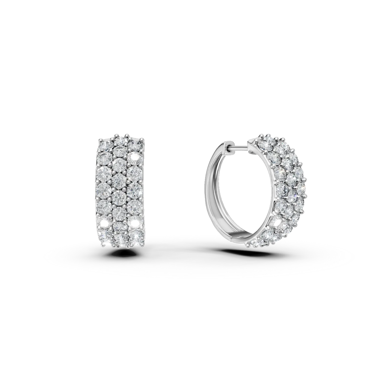 Cercei creole din aur alb cu diamante de 1.9ct create in laborator