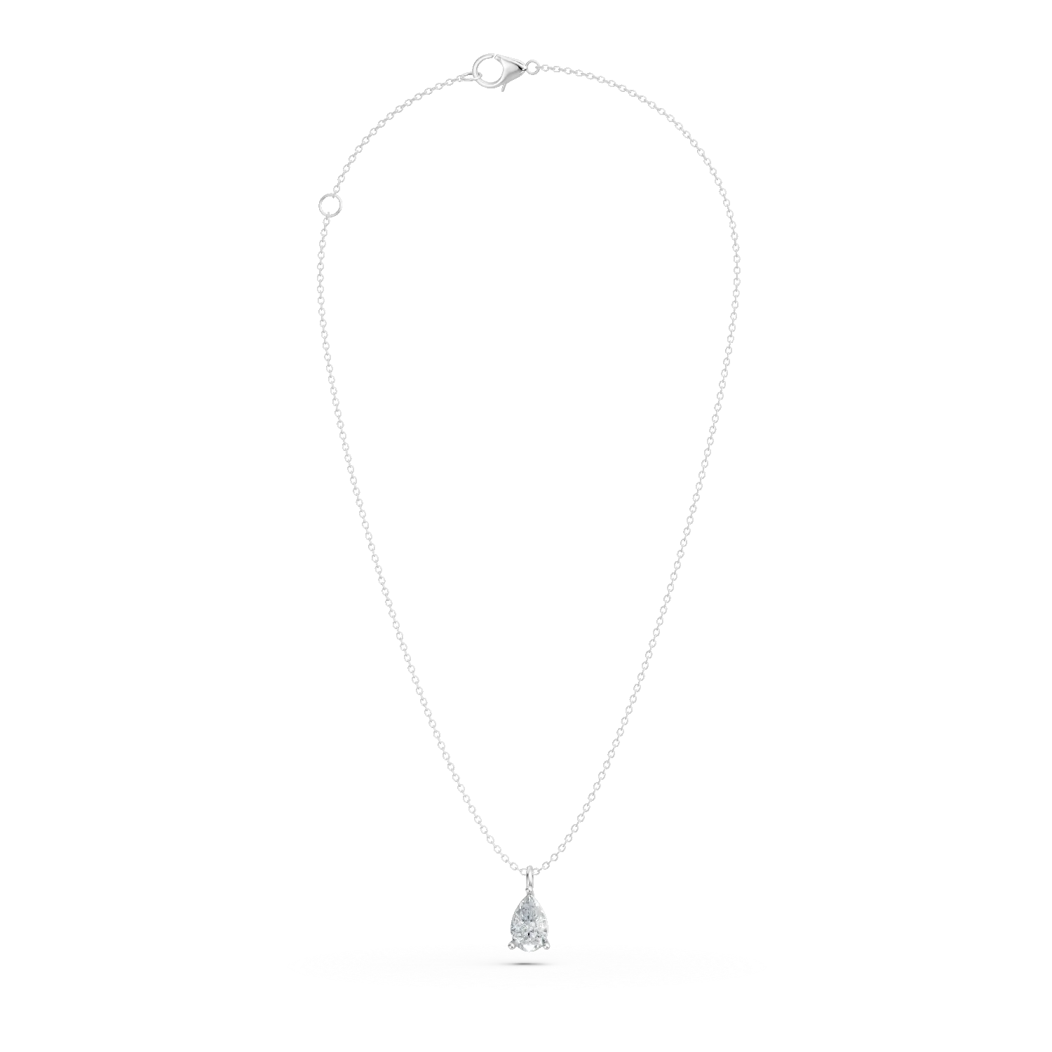 Lant cu pandantiv lacrima din aur alb cu diamante de 0.3ct creat in laborator