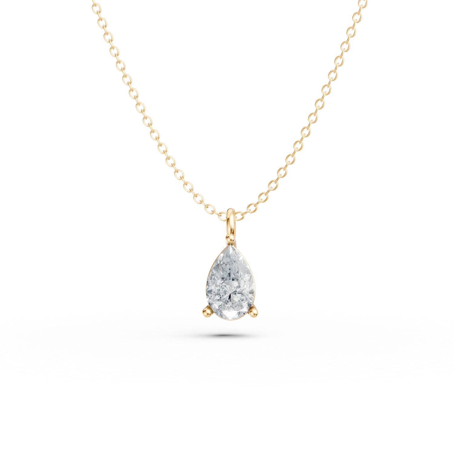 Lant cu pandantiv lacrima din aur galben cu diamante de 0.3ct creat in laborator