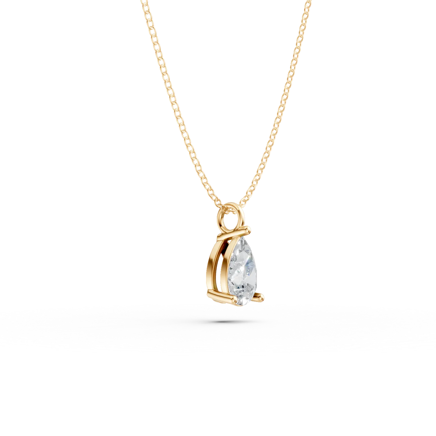 Lant cu pandantiv lacrima din aur galben cu diamante de 0.3ct creat in laborator