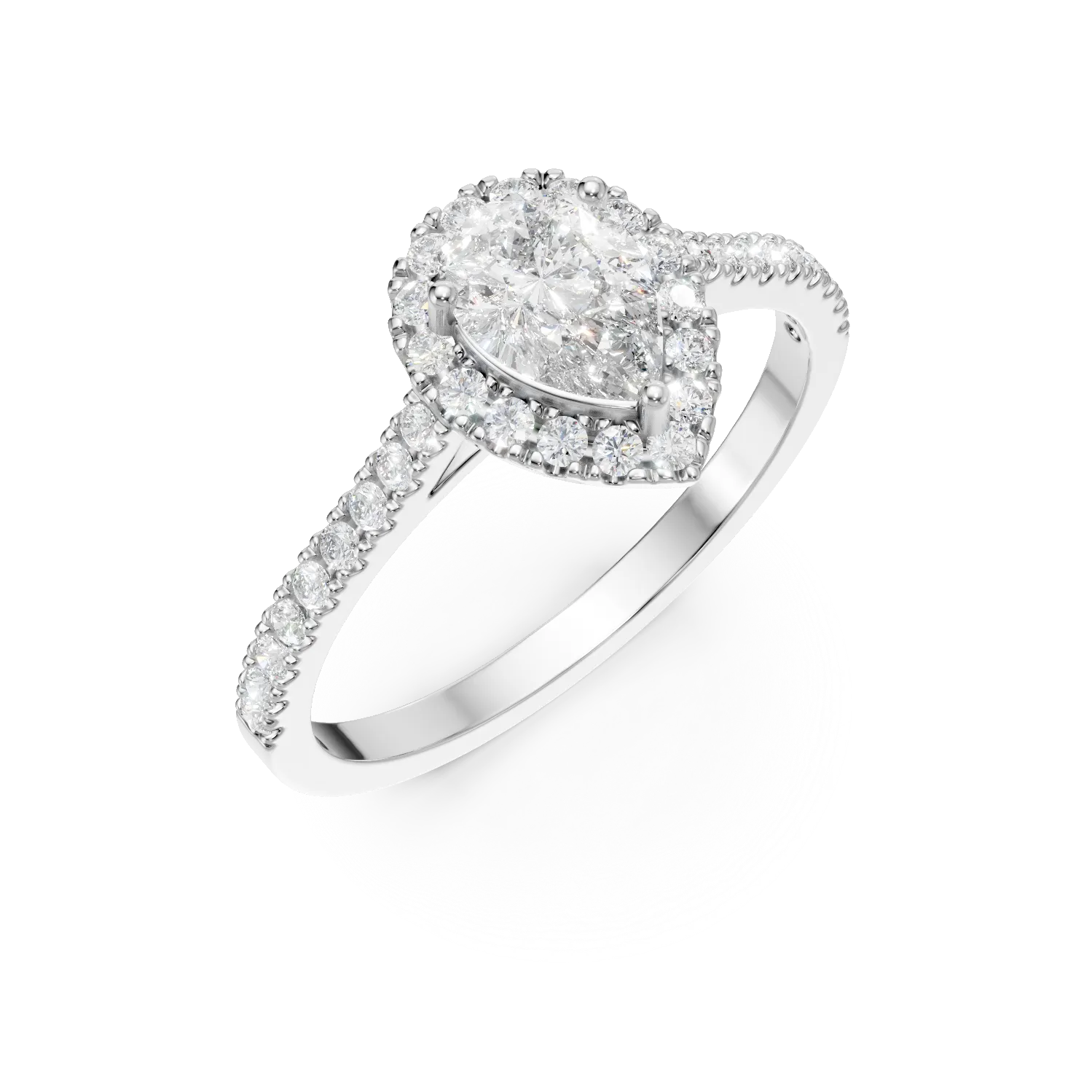 Inel de logodna din aur alb cu diamante de 1.1ct create in laborator