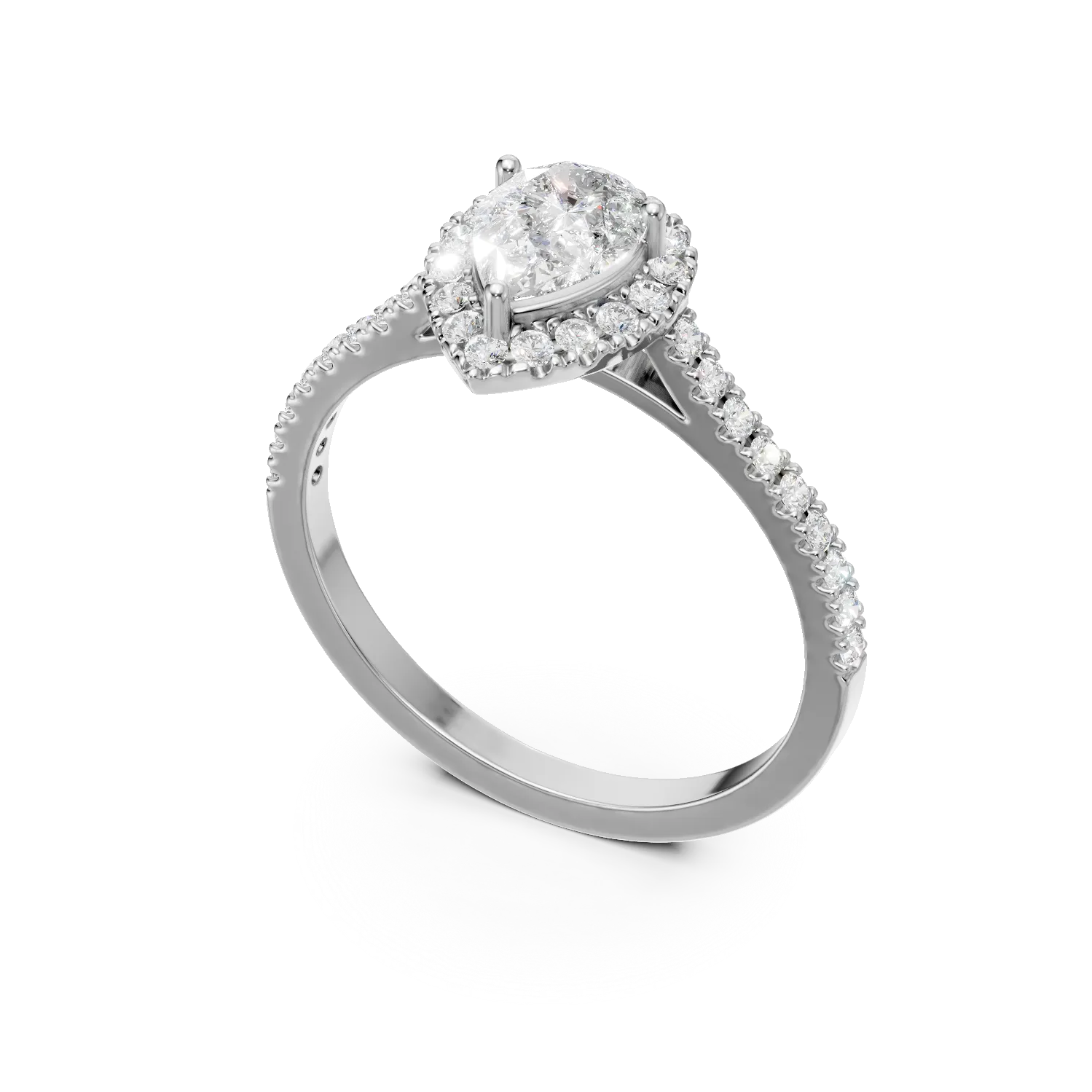 Inel de logodna din aur alb cu diamante de 1.1ct create in laborator