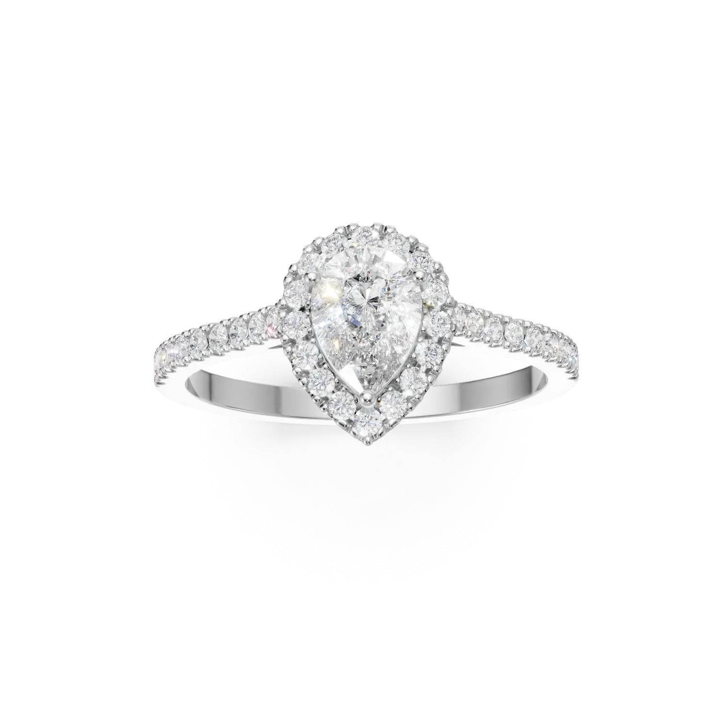 Inel de logodna din aur alb cu diamante de 1.1ct create in laborator