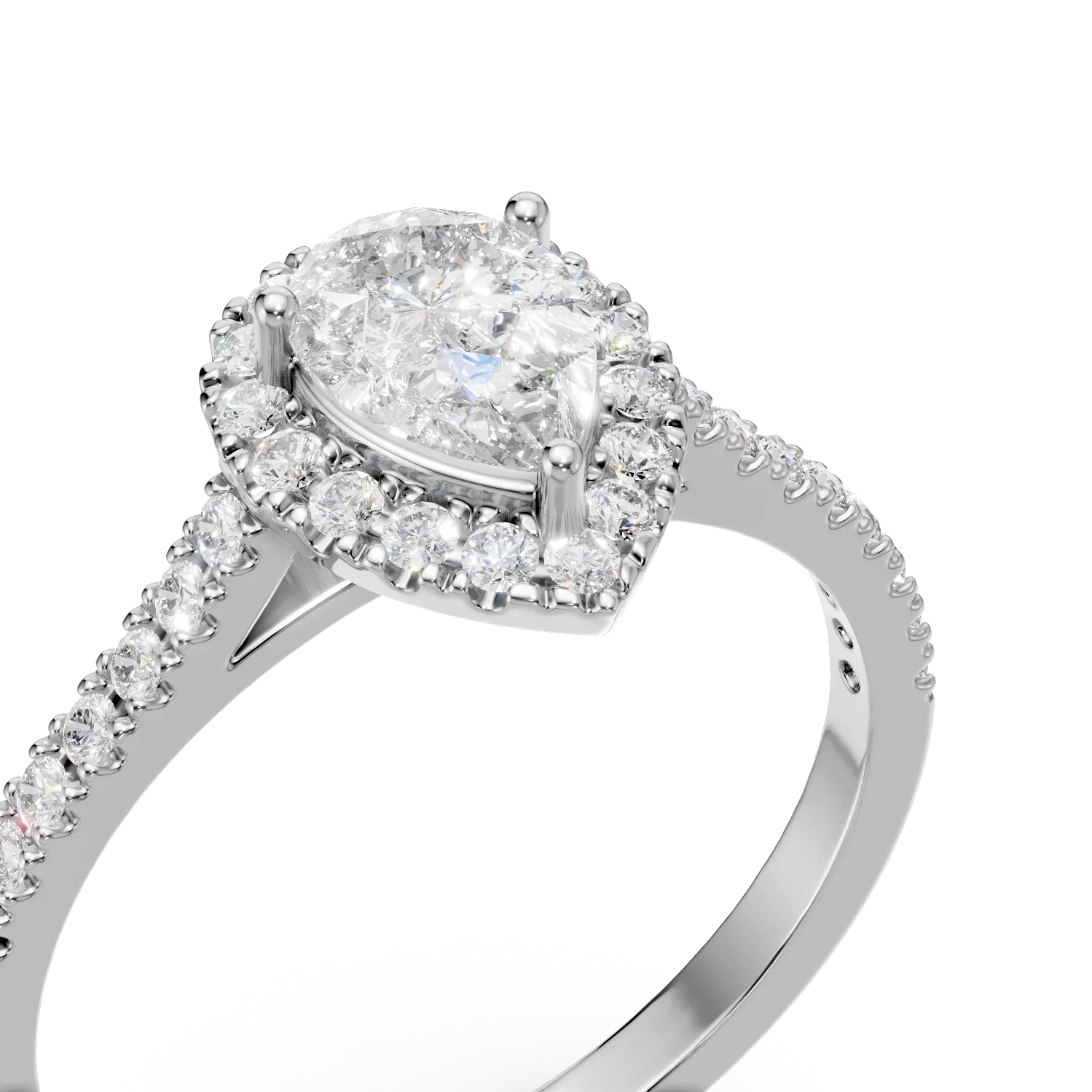 Inel de logodna din aur alb cu diamante de 1.1ct create in laborator