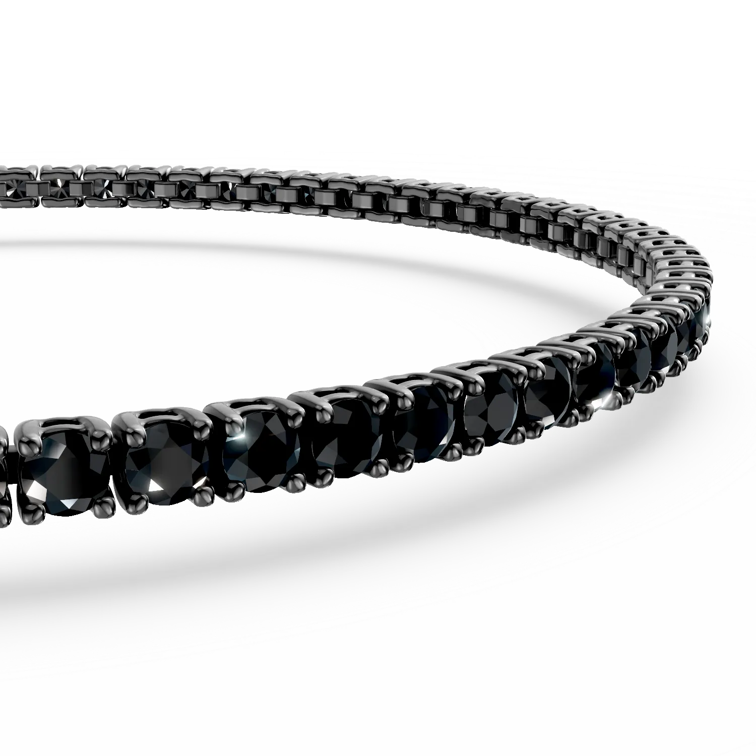Bratara tennis din argint negru cu zirconii negre