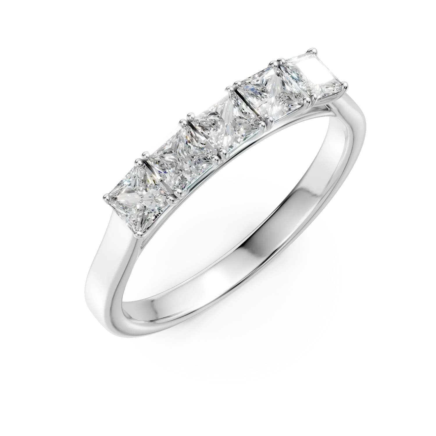 Inel semi eternity din aur alb cu diamante de 1ct create in laborator