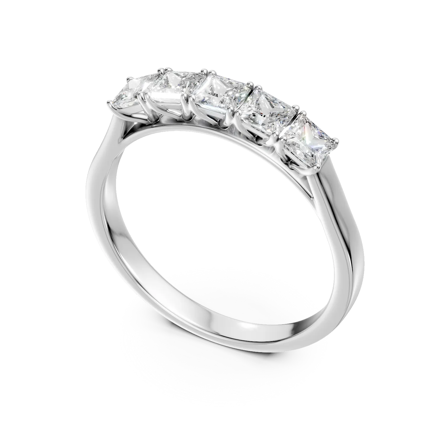 Inel semi eternity din aur alb cu diamante de 1.06ct create in laborator