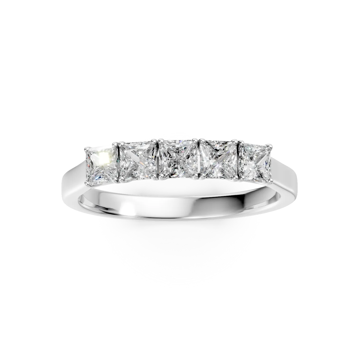 Inel semi eternity din aur alb cu diamante de 1.06ct create in laborator