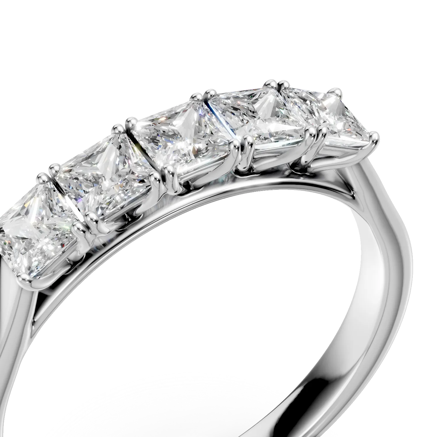 Inel semi eternity din aur alb cu diamante de 1.06ct create in laborator