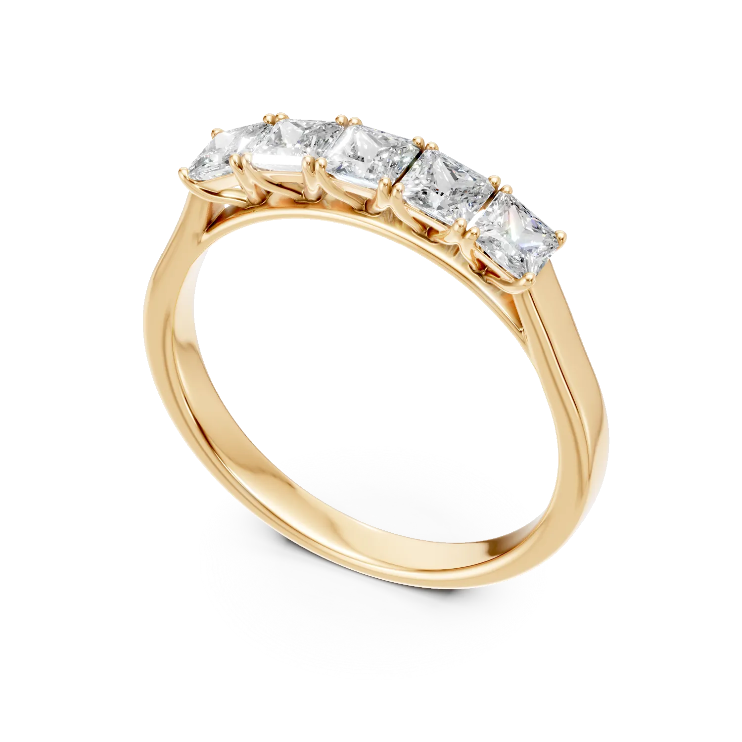 Inel semi eternity din aur galben cu diamante de 1.1ct create in laborator