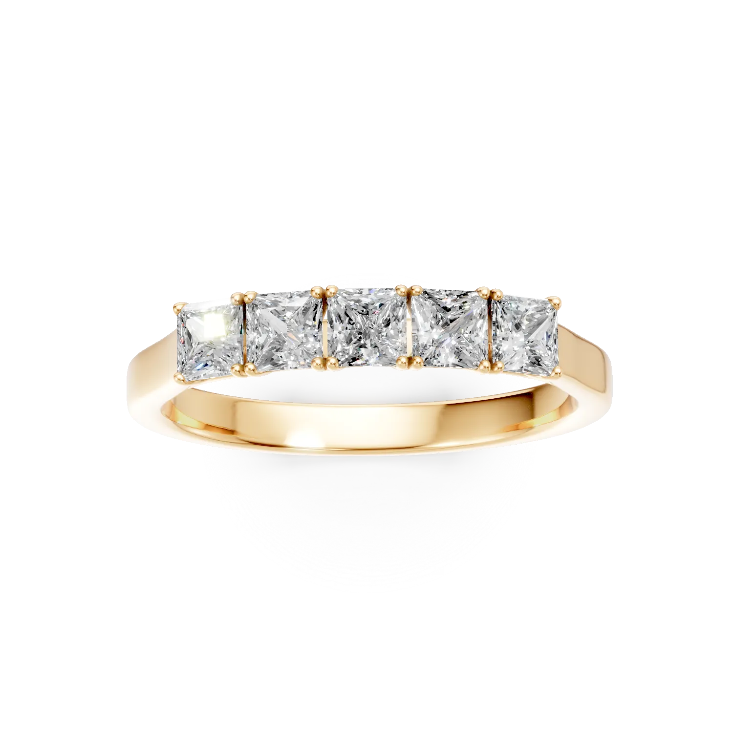 Inel semi eternity din aur galben cu diamante de 1.1ct create in laborator