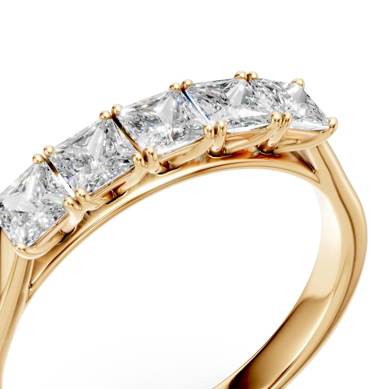 Inel semi eternity din aur galben cu diamante de 1.1ct create in laborator