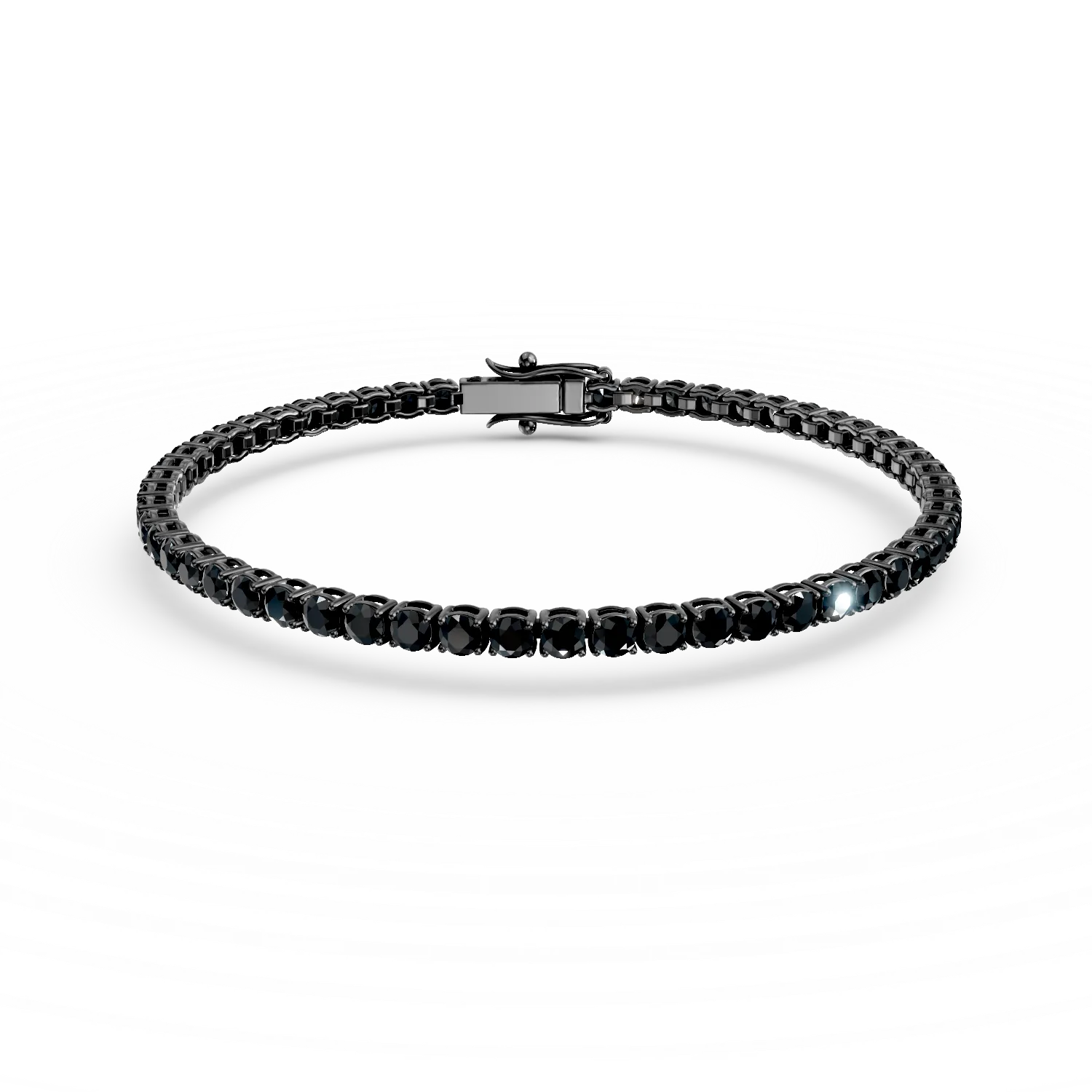 Bratara tennis din argint negru cu zirconii