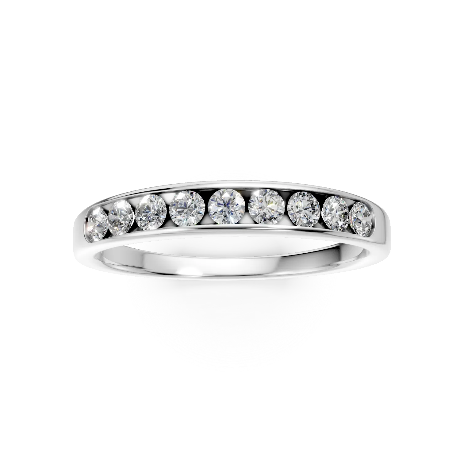 Inel semi eternity din aur alb cu diamante de 0.49ct create in laborator