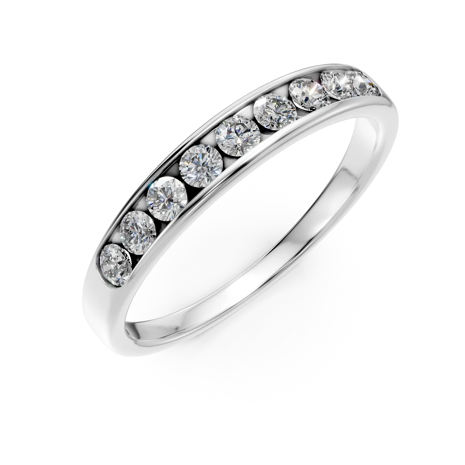 Inel semi eternity din aur alb cu diamante de 0.5ct create in laborator