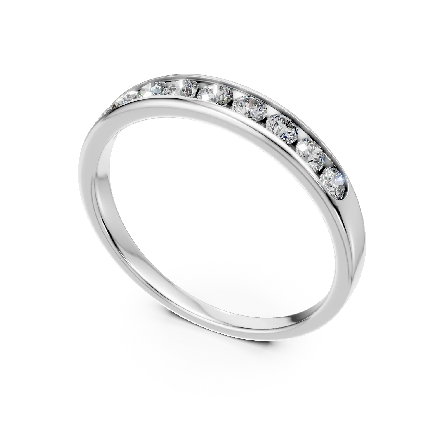 Inel semi eternity din aur alb cu diamante de 0.5ct create in laborator
