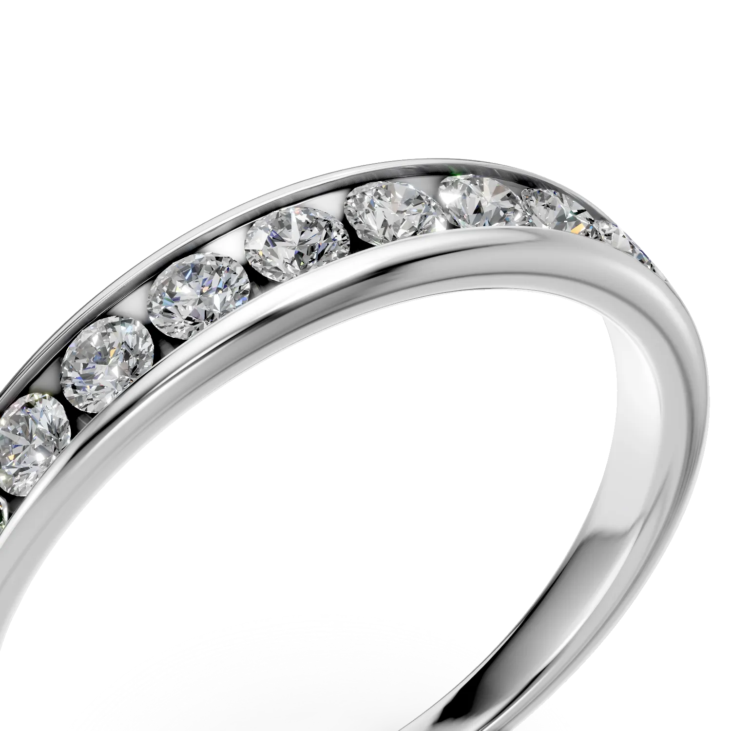 Inel semi eternity din aur alb cu diamante de 0.5ct create in laborator