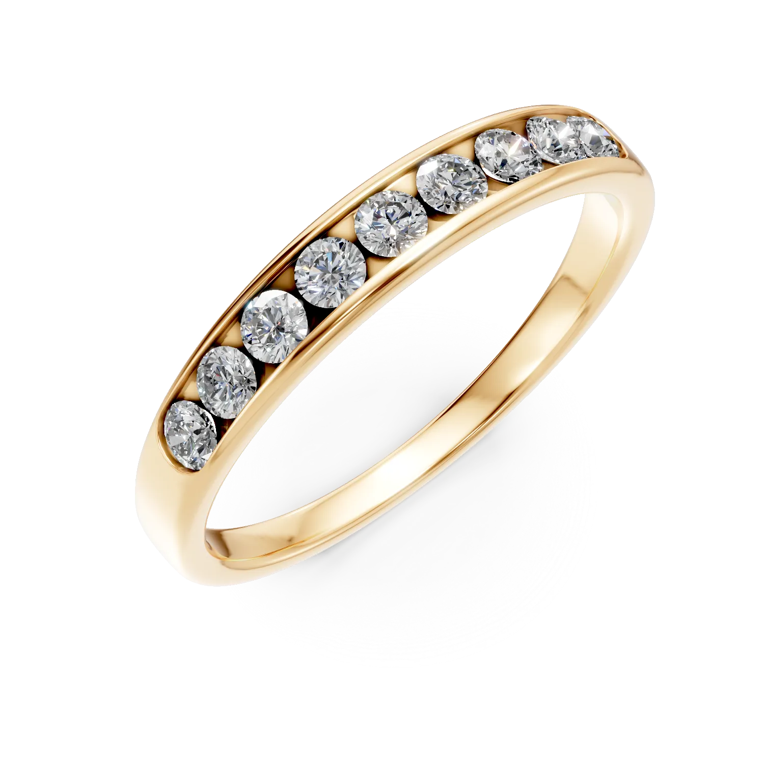 Inel semi eternity din aur galben cu diamante de 0.5ct create in laborator