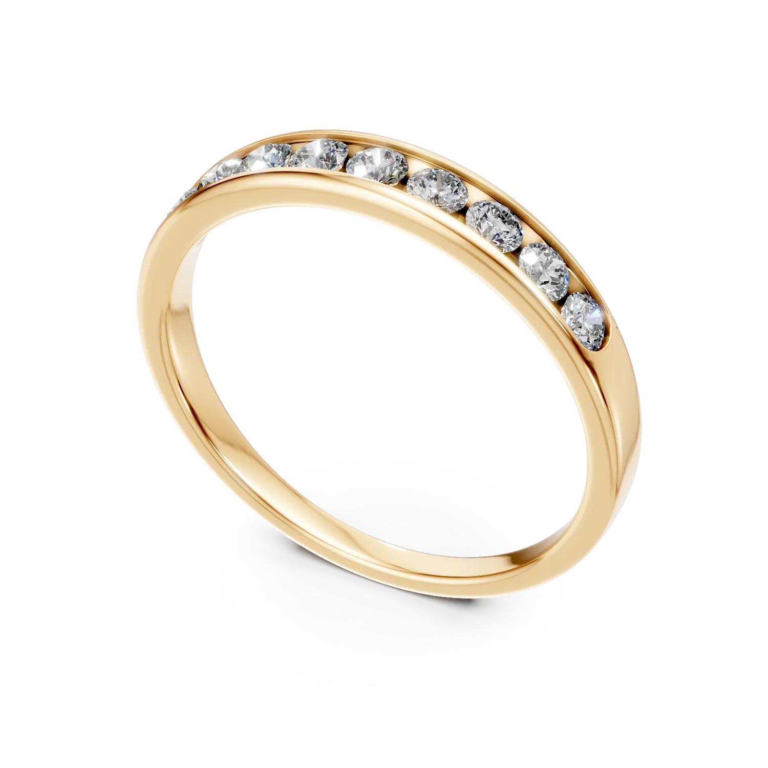 Inel semi eternity din aur galben cu diamante de 0.5ct create in laborator