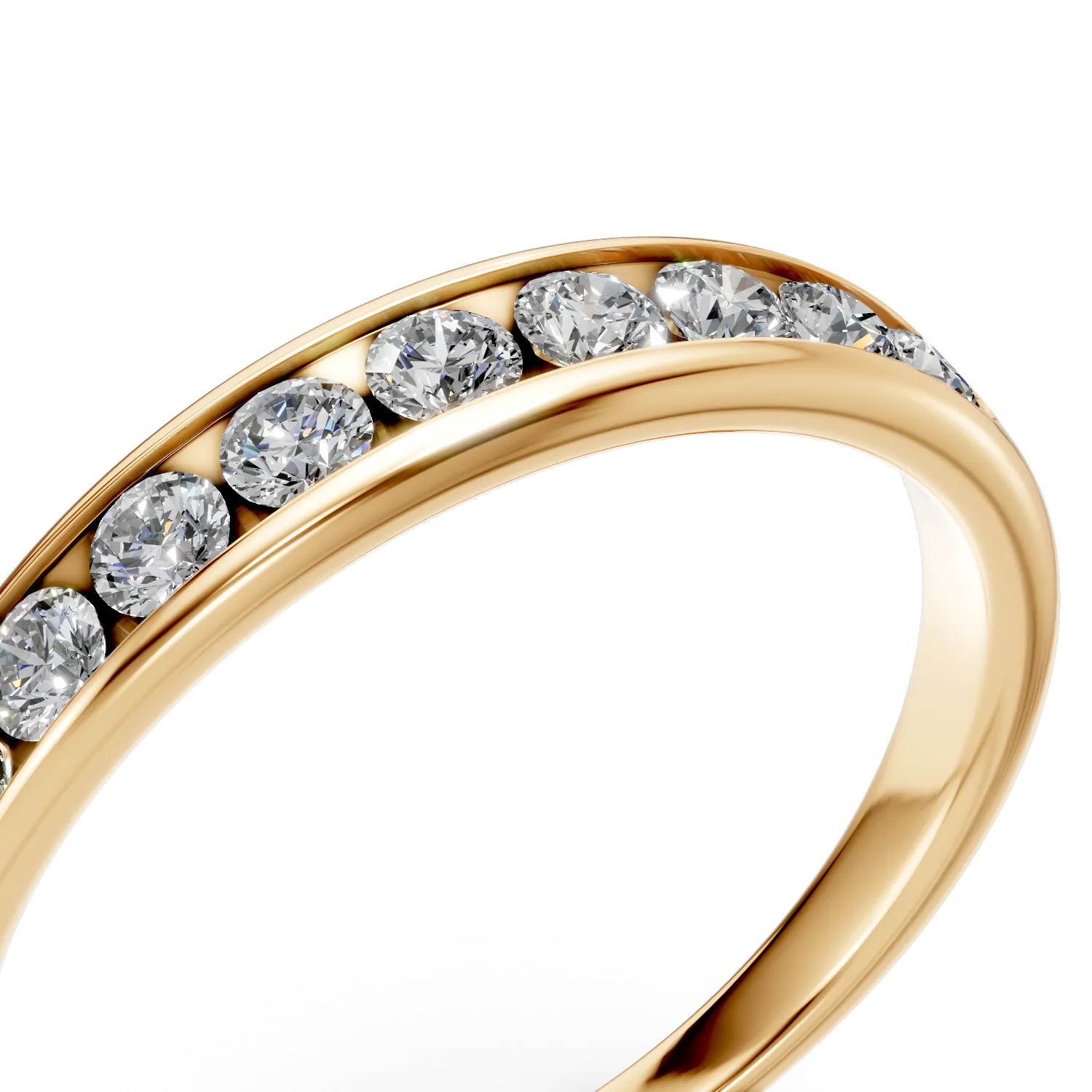Inel semi eternity din aur galben cu diamante de 0.5ct create in laborator