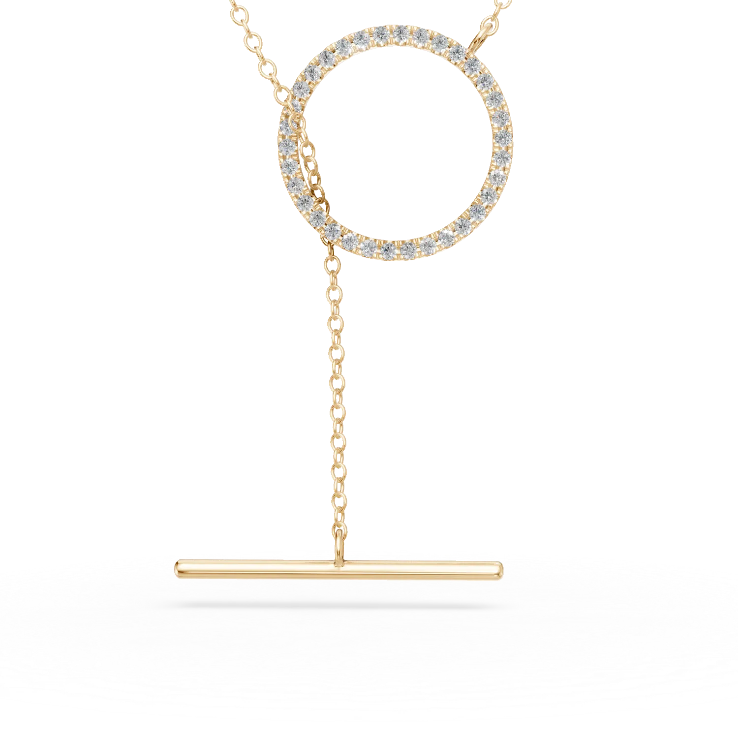 Lant cu pandantiv cerc din aur galben cu diamante de 0.09ct create in laborator