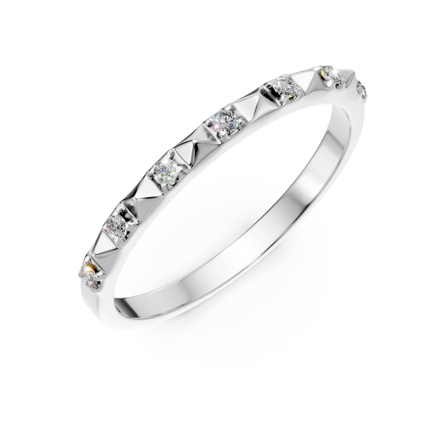 Inel semi eternity din aur alb cu diamante de 0.06ct