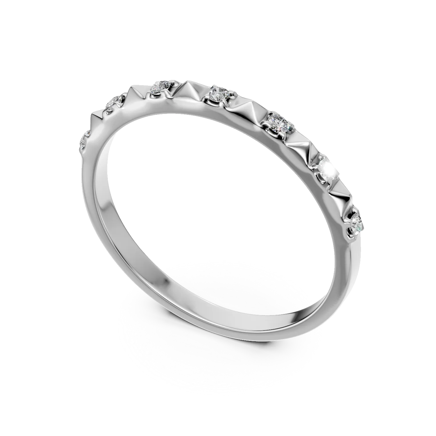 Inel semi eternity din aur alb cu diamante de 0.06ct