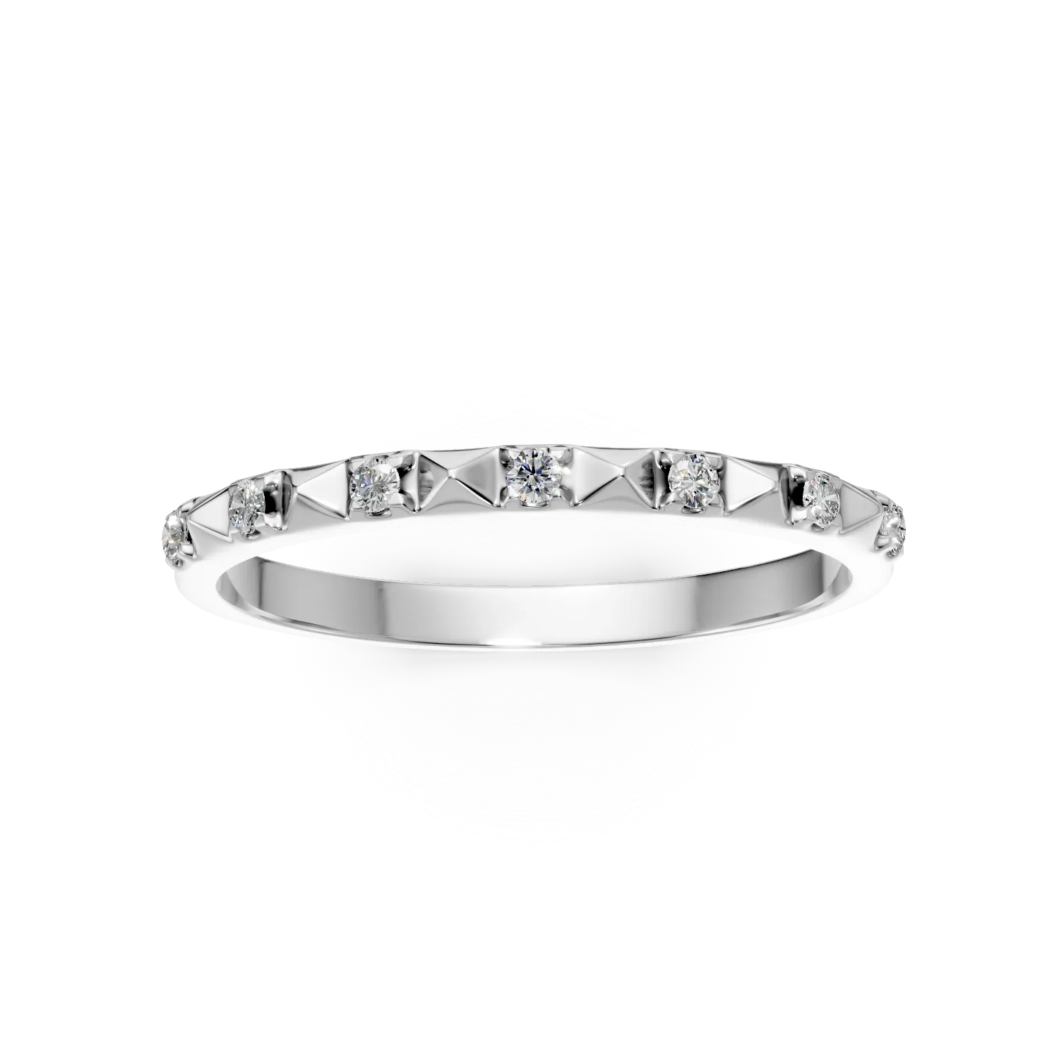 Inel semi eternity din aur alb cu diamante de 0.06ct